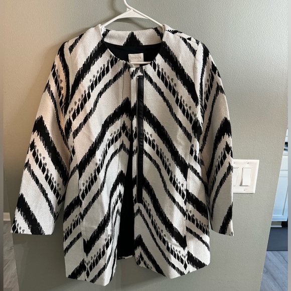 Chico's Jackets & Blazers - Chico’s Stripe Geometric Coat Black & White 0
